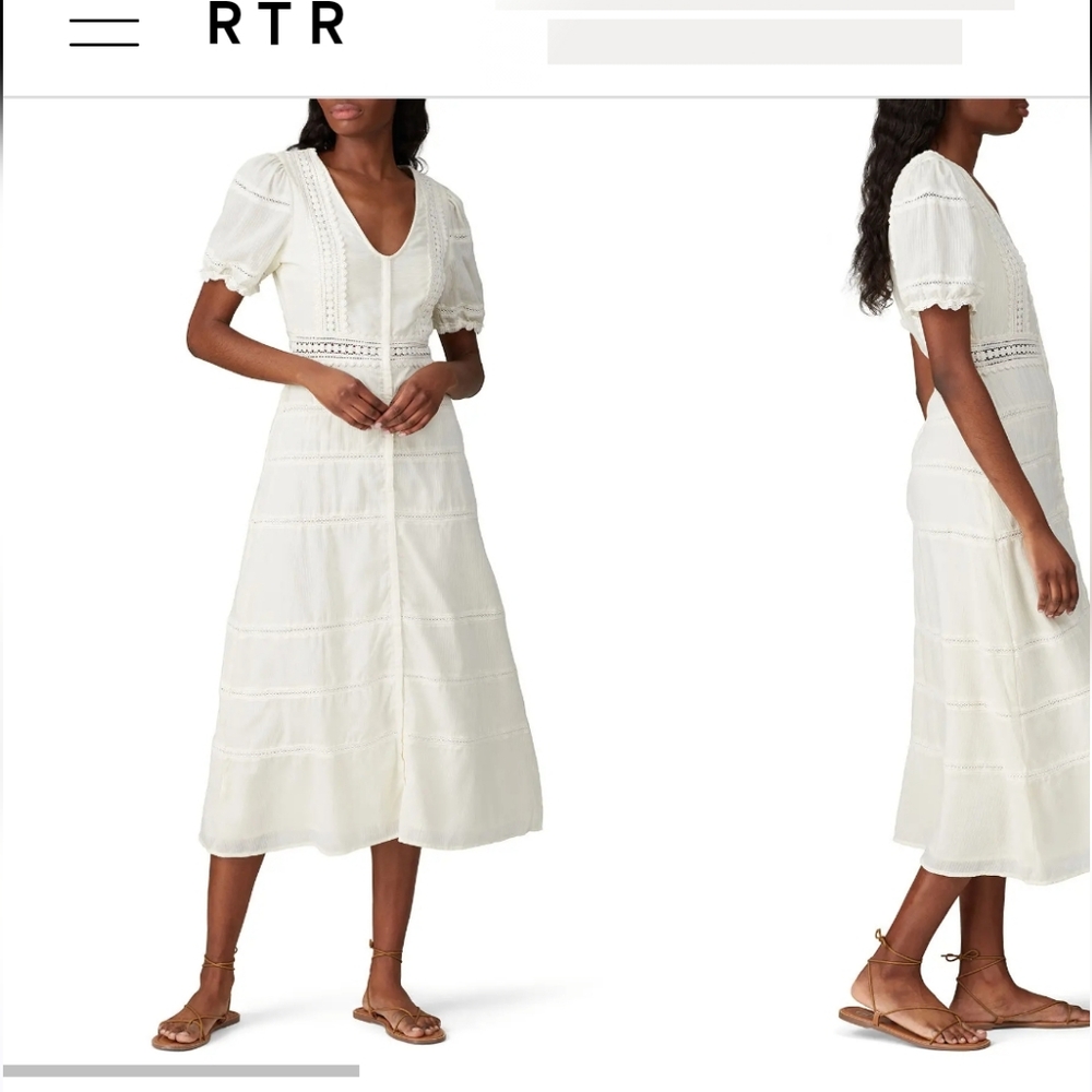 White Midi Dress with Puff Sleeves